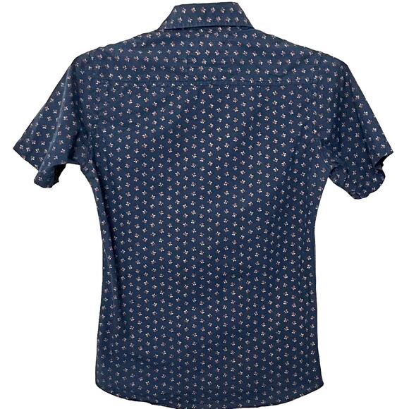 HUDSON & BARROW BUTTON-UP SHIRT, WOMENS, S, (PTP 20”), NAVY BLUE W/FLORAL PRINT - Picture 3 of 11